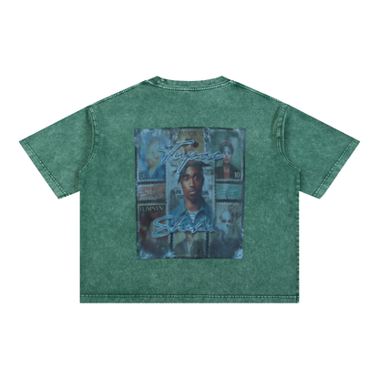 Mineral Wash Boxy Cotton T-Shirt For Men | MuddyStock Originals Blackish Green