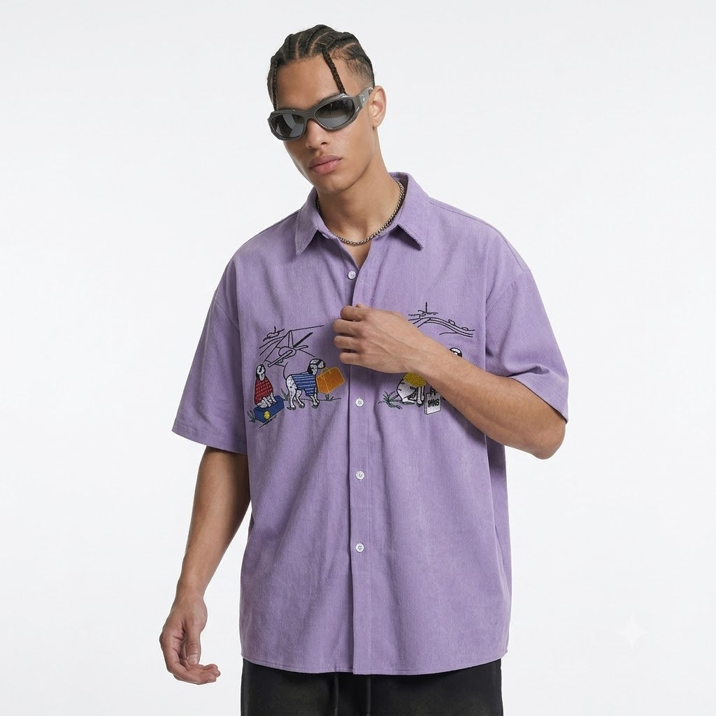 Cartoon Loose Short Sleeve Shirt For Men