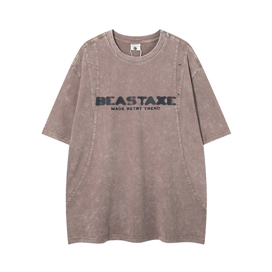 Men's short sleeved T-shirt retro washed pure cotton | MuddyStock Originals MuddyStock