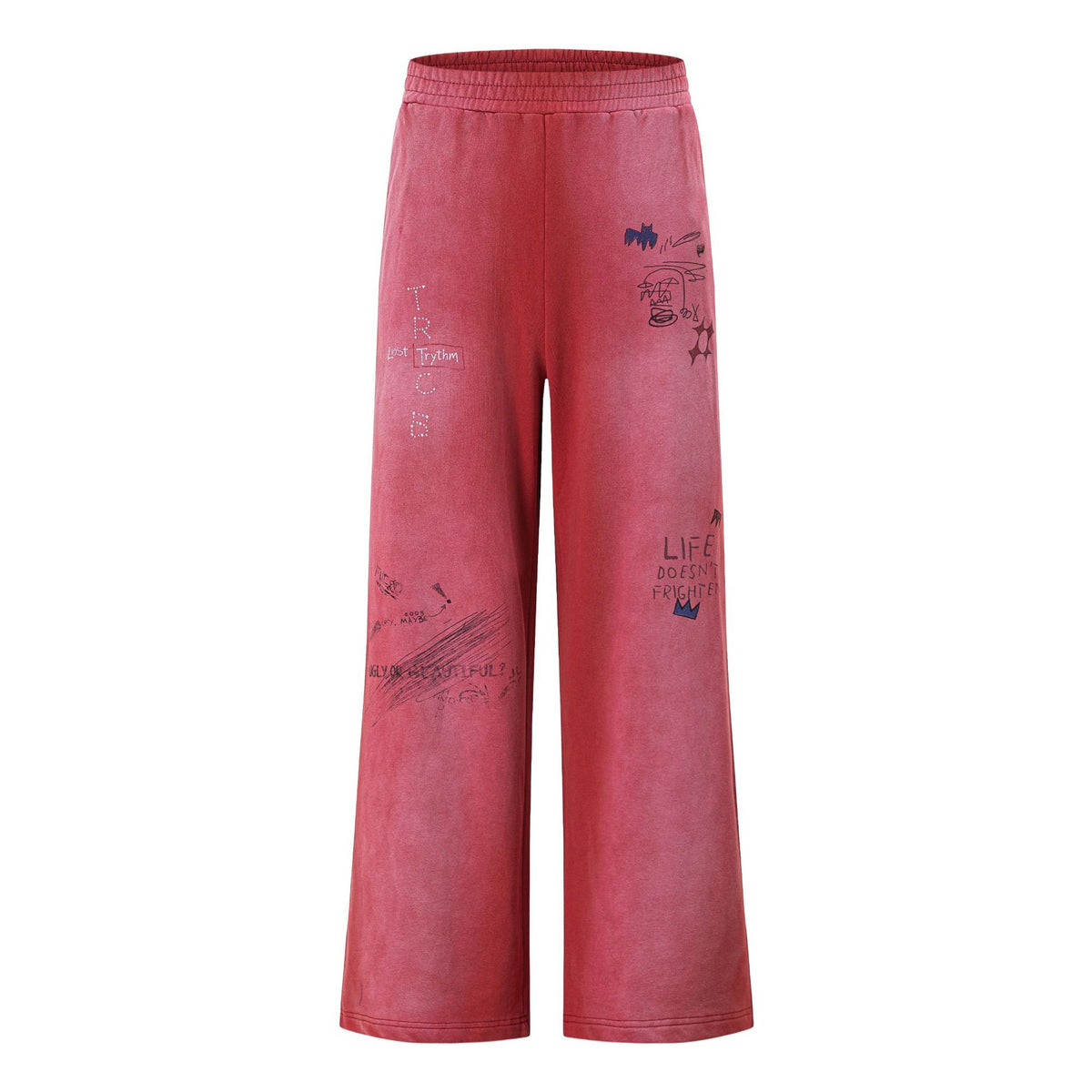 Wide Leg Elastic Drawstring Sweatpants For Men And Women Red