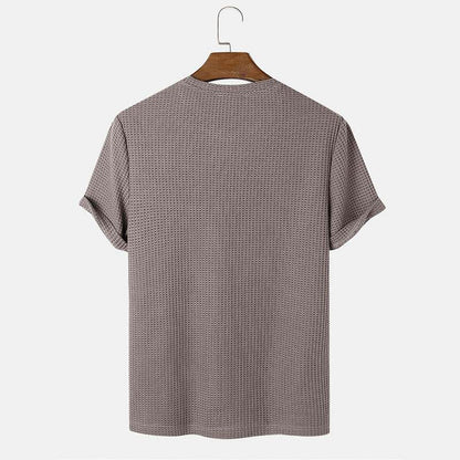 Men Summer Solid Color Round Neck Basic T-Shirts MuddyStock