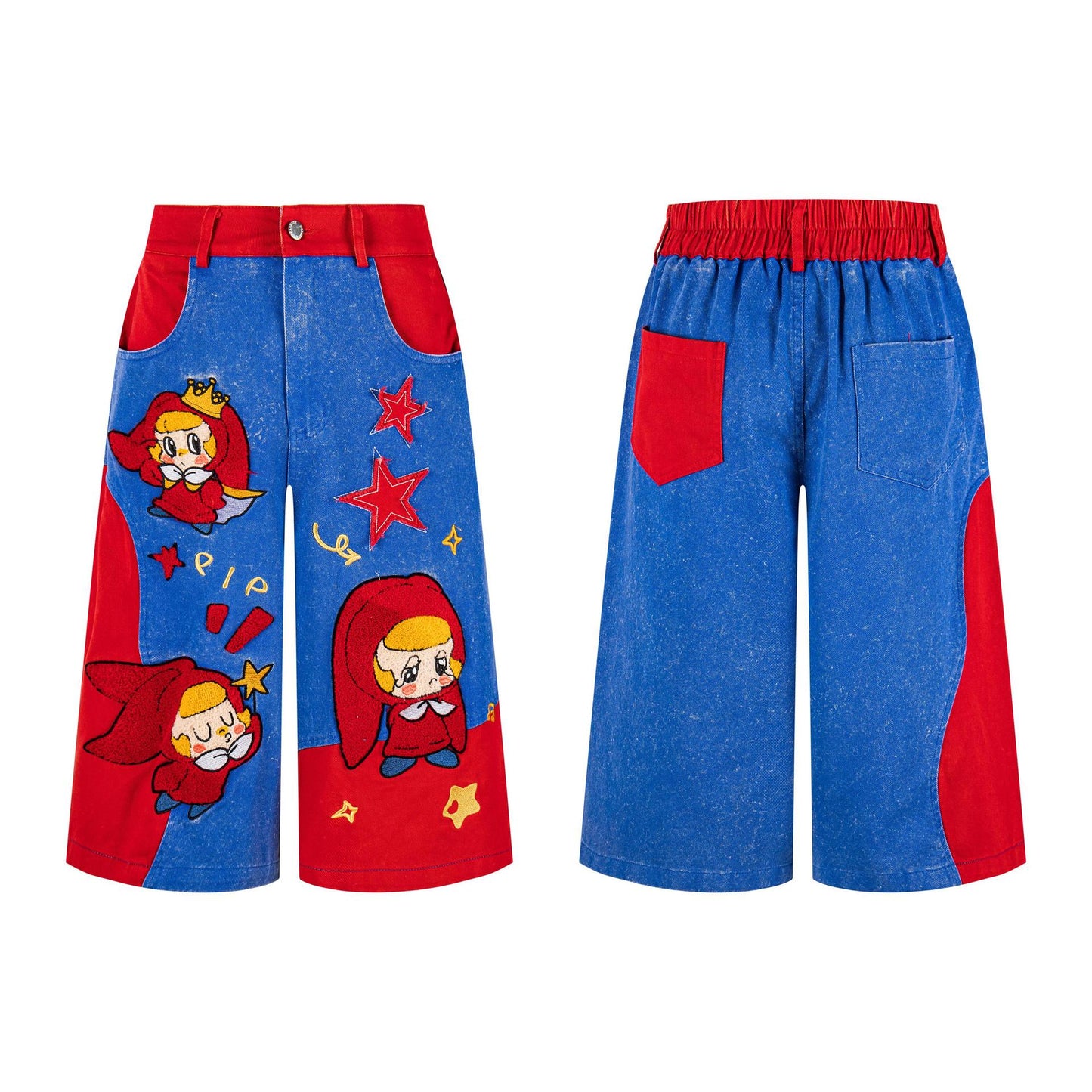 Cartoon Design Wide Leg Cropped Pants | MuddyStock Originals