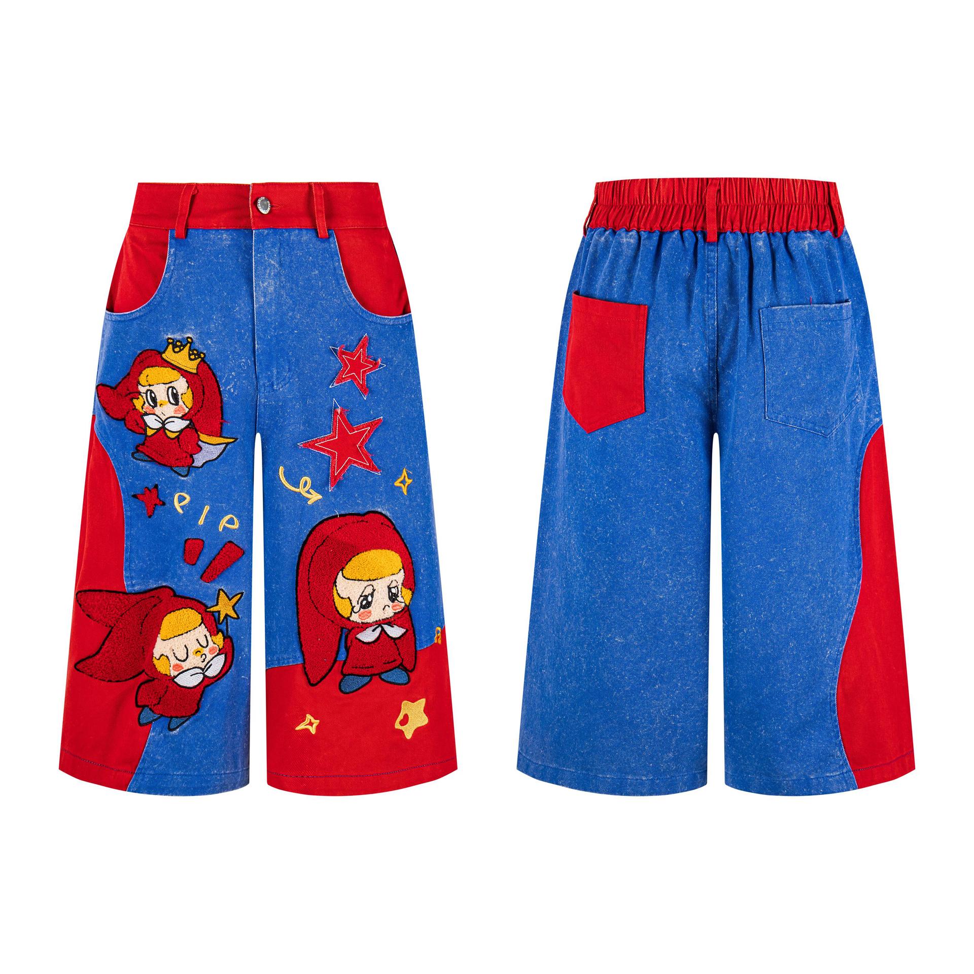 Cartoon Design Wide Leg Cropped Pants | MuddyStock Originals