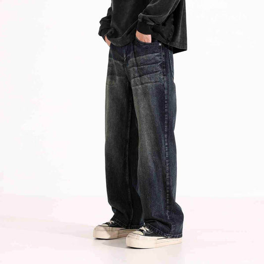 Retro Straight Jeans Men's American Loose-fitting Wide-leg Trousers MuddyStock