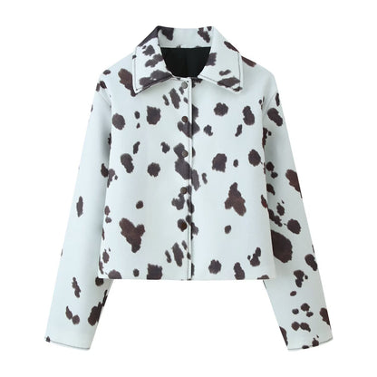 Irregular printed short jacket for women | MuddyStock Originals