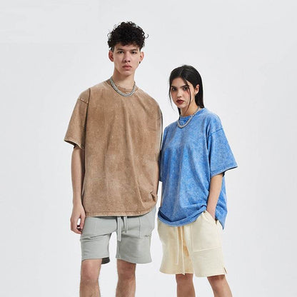New Crew Neck Cotton Batik Short Sleeve Basic T-Shirt MuddyStock