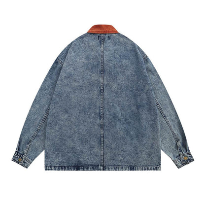 Leaf Embroidery Contrast Color Lapels Jacket For Men And Women MuddyStock