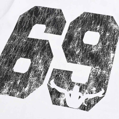 Abstract crowd printed short sleeved t-shirt