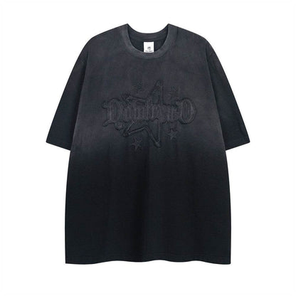 Tie-dyed Old Short-sleeved T-shirt For Men Black MuddyStock