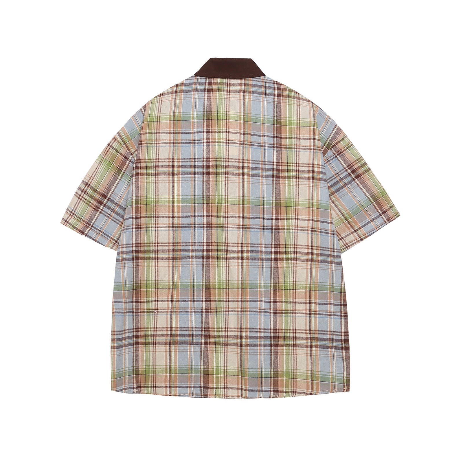 Retro Cartoon Embroidery Plaid Short Sleeve Shirt For Men | MuddyStock Originals eprolo