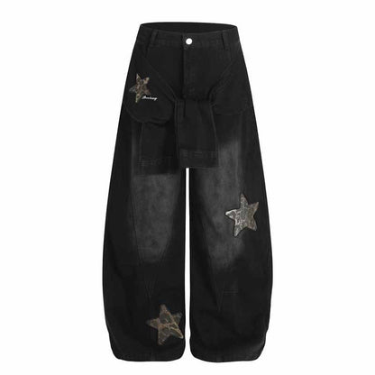 Hip Hop Leopard Print Star Knife Cut Jeans For Women | MuddyStock Originals