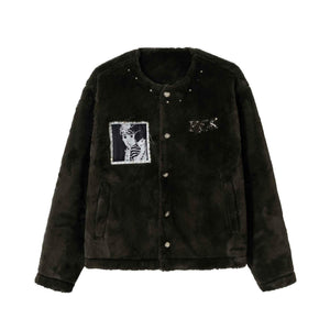 Casual Fleece Beaded Cartoon Patch Short Quilted Jacket For Women | MuddyStock Originals Green