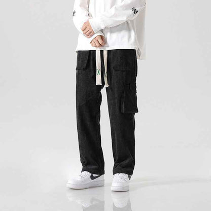 Men's Loose All-matching Corduroy Multi-pocket Straight Cargo Pants MuddyStock