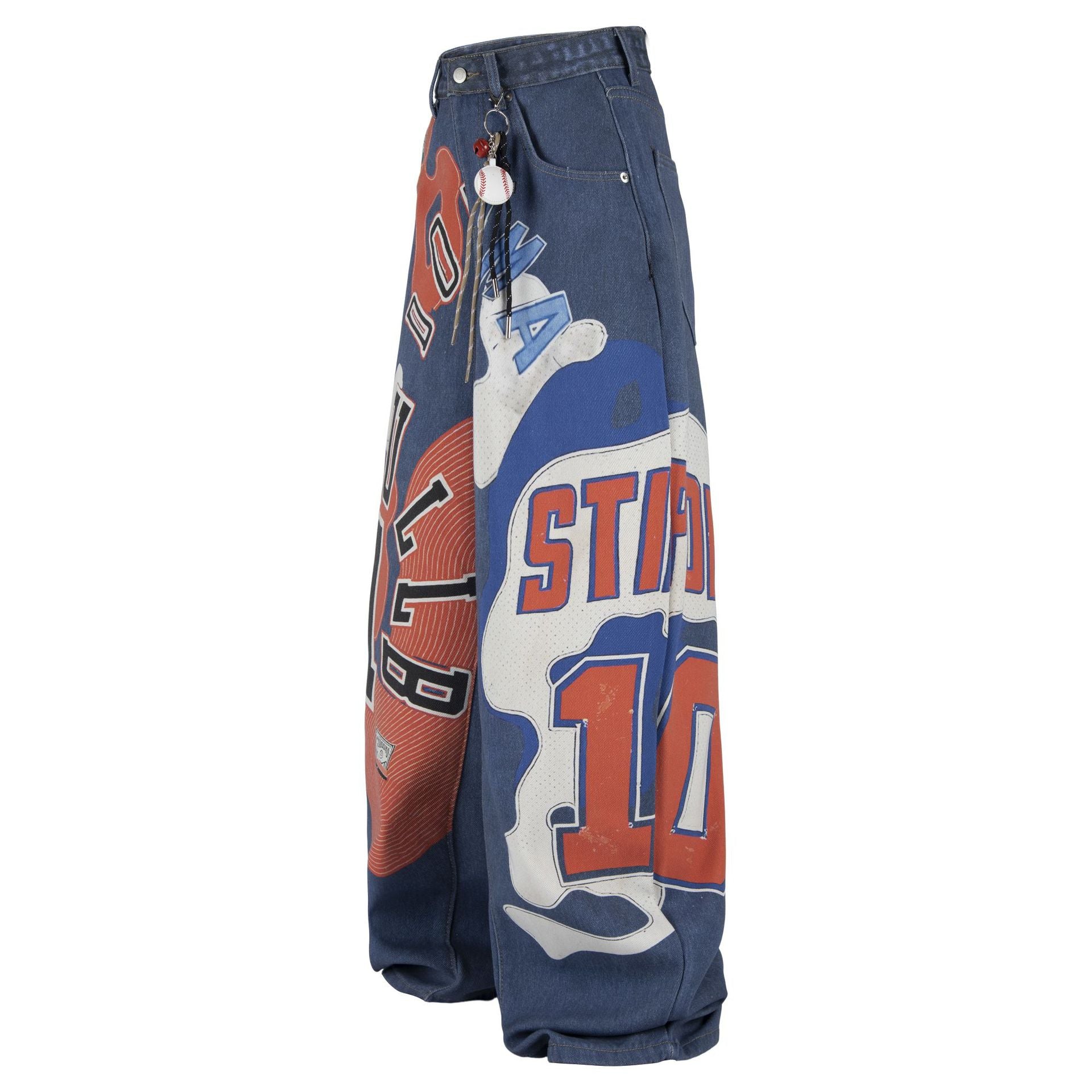 Retro printed patchwork jeans for men | MuddyStock Originals