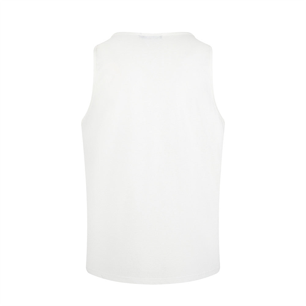 Letter printed shoulder round neck men's vest