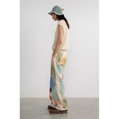 Ladies Fashion Straight Loose Hand Painted Painted Trousers MuddyStock