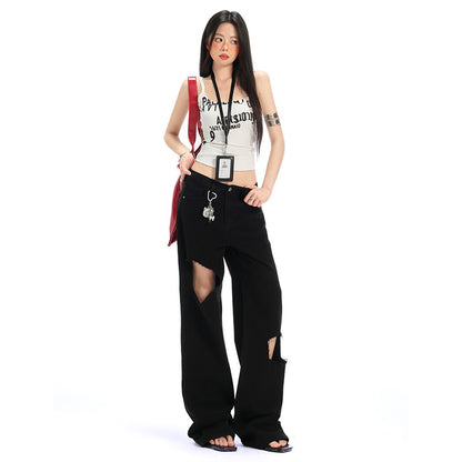 Hole Black Denim Pants For Women | MuddyStock Originals MuddyStock