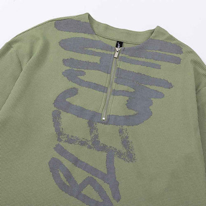 Abstract Graffiti Printed Long Sleeve T-shirt For Women null