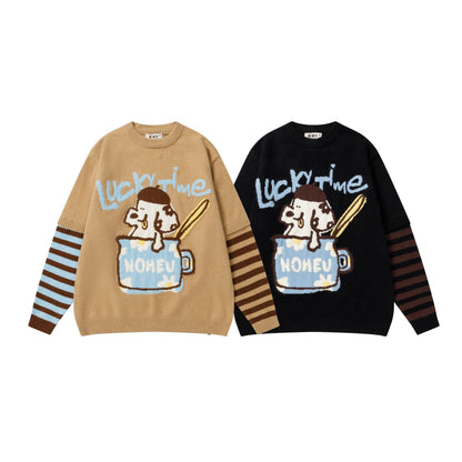 Fake two puppy jacquard sweater for men and women | MuddyStock Originals