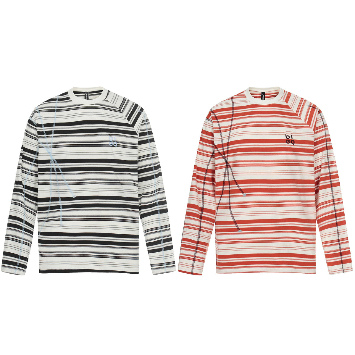 Contrast striped round neck long sleeved shirt
