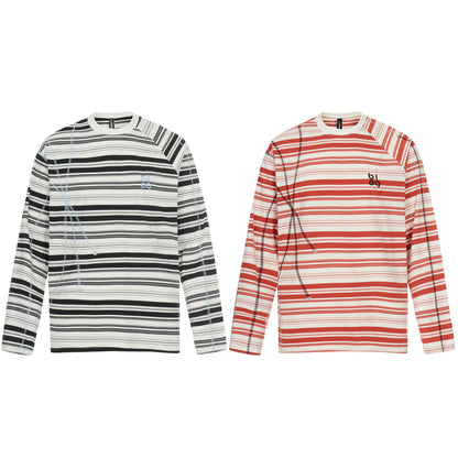 Contrast striped round neck long sleeved shirt