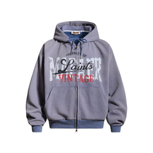 Make old letter printed hoodie for men | MuddyStock Originals Blue