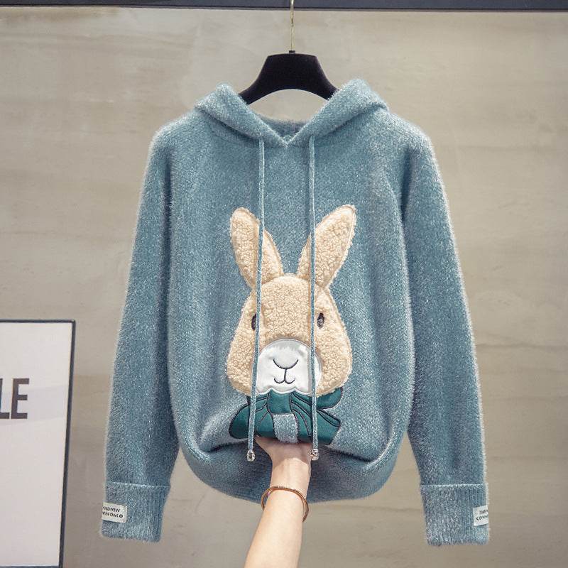 Hooded Mink Fleece Sweater For Both Men And Women Blue MuddyStock