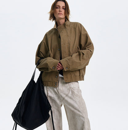 American Barn Style Color Block Collared Jacket For Women