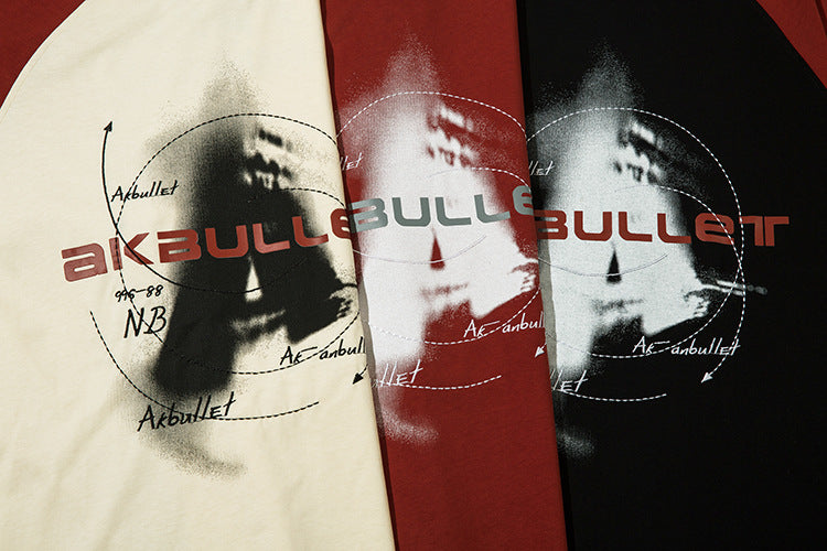 Trendy Cool Contrast Color Letter Printed Loose T-shirt