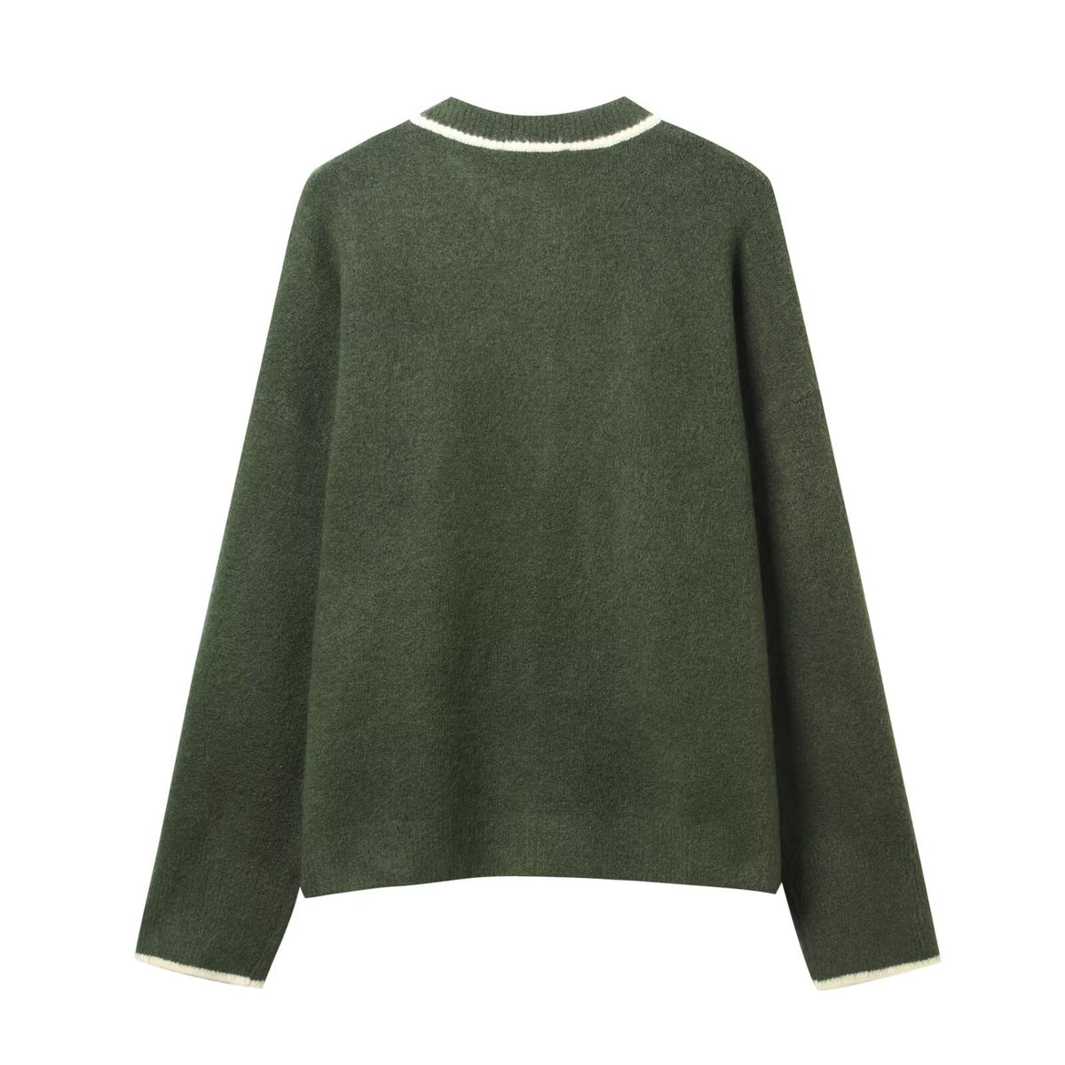 Color blocking trimmed knitted jacket