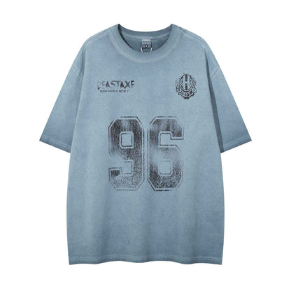 Retro Washed Letter Print Short Sleeve T-Shirt For Men And Women | MuddyStock Originals MuddyStock