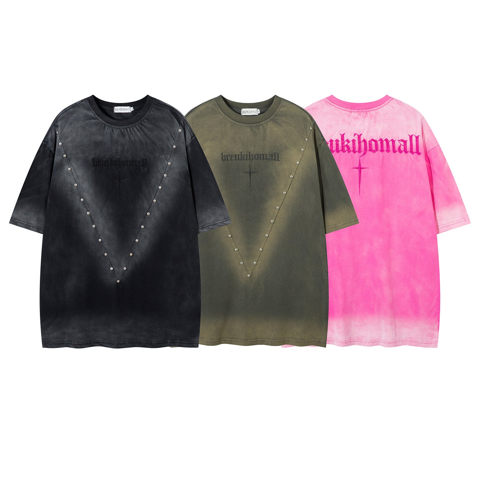 Streetwear Washed Beaded Short Sleeve T-Shirt For Men And Women | MuddyStock Originals MuddyStock