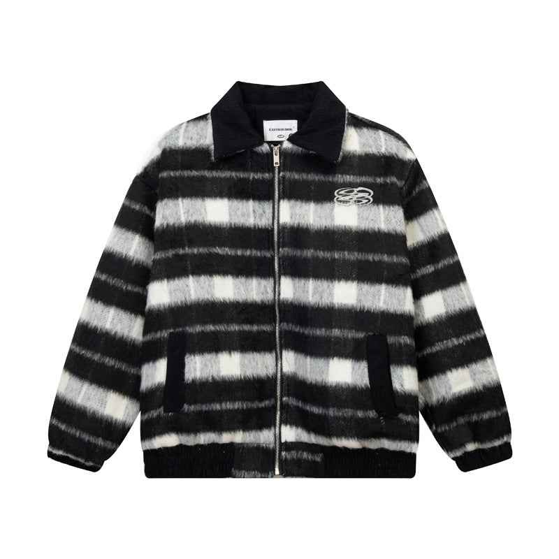 Retro Letter Embroidery Turn-down Collar Coat for Women | MuddyStock Originals Black MuddyStock