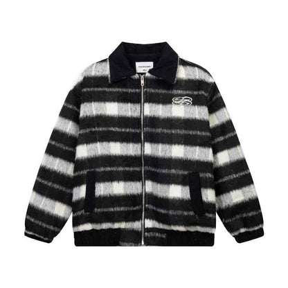 Retro Letter Embroidery Turn-down Collar Coat for Women | MuddyStock Originals Black MuddyStock