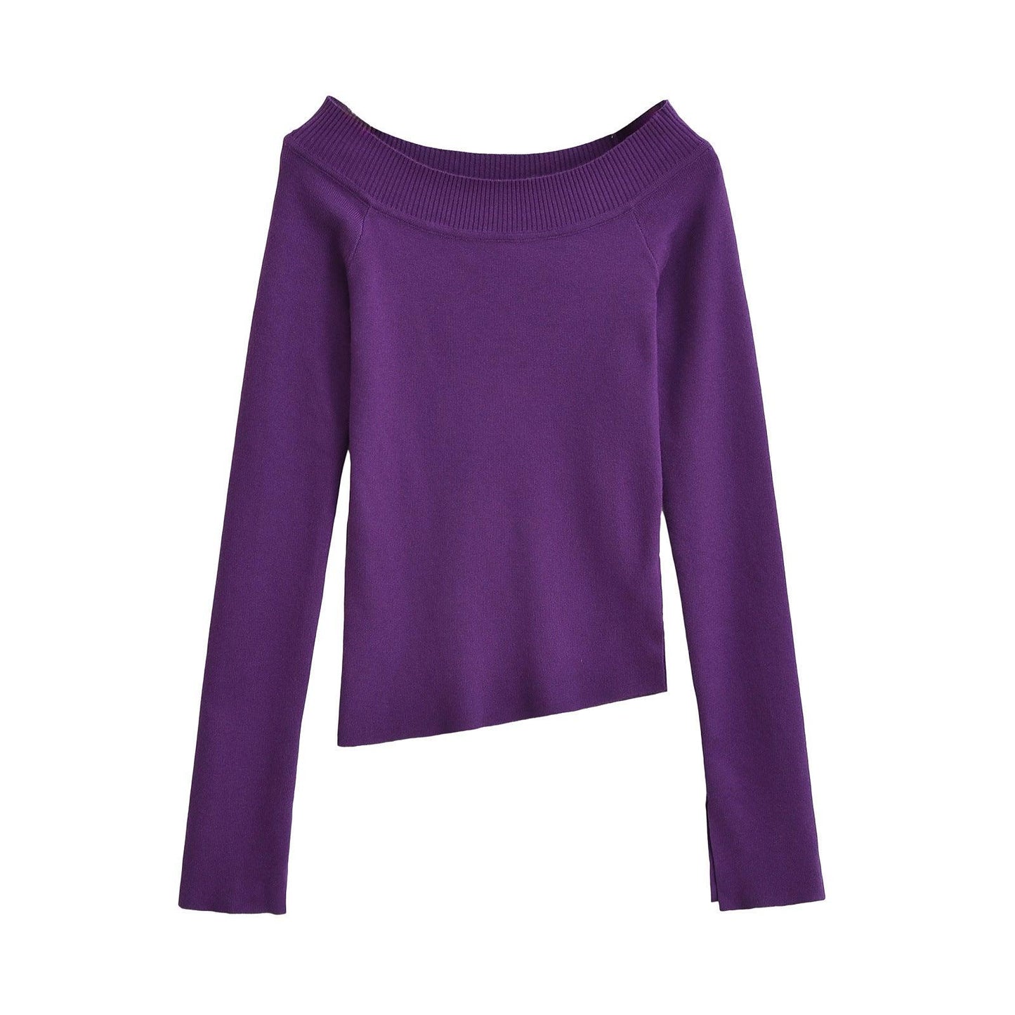 One line off shoulder slanted shoulder elastic slim fit top for women | MuddyStock Originals Imperial Purple