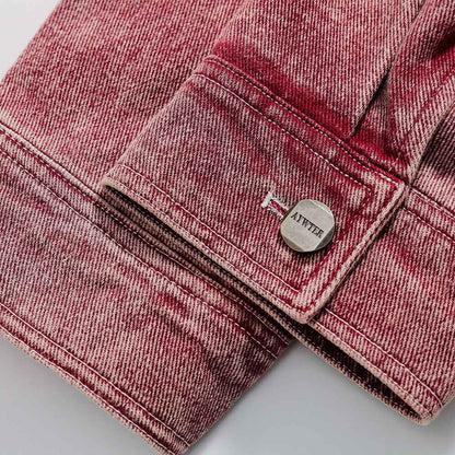 Jacquard patchwork washed denim jacket for women | MuddyStock Originals