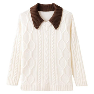 Women's Loose Casual Knitting Sweater White One size