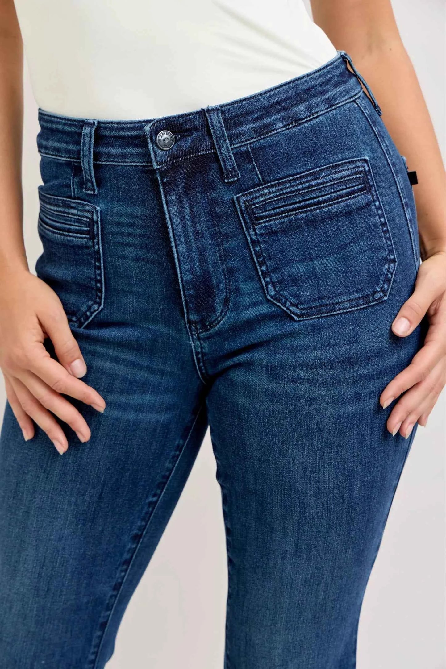 High-Waisted Flare Jeans with Front Pockets For Women Trendsi