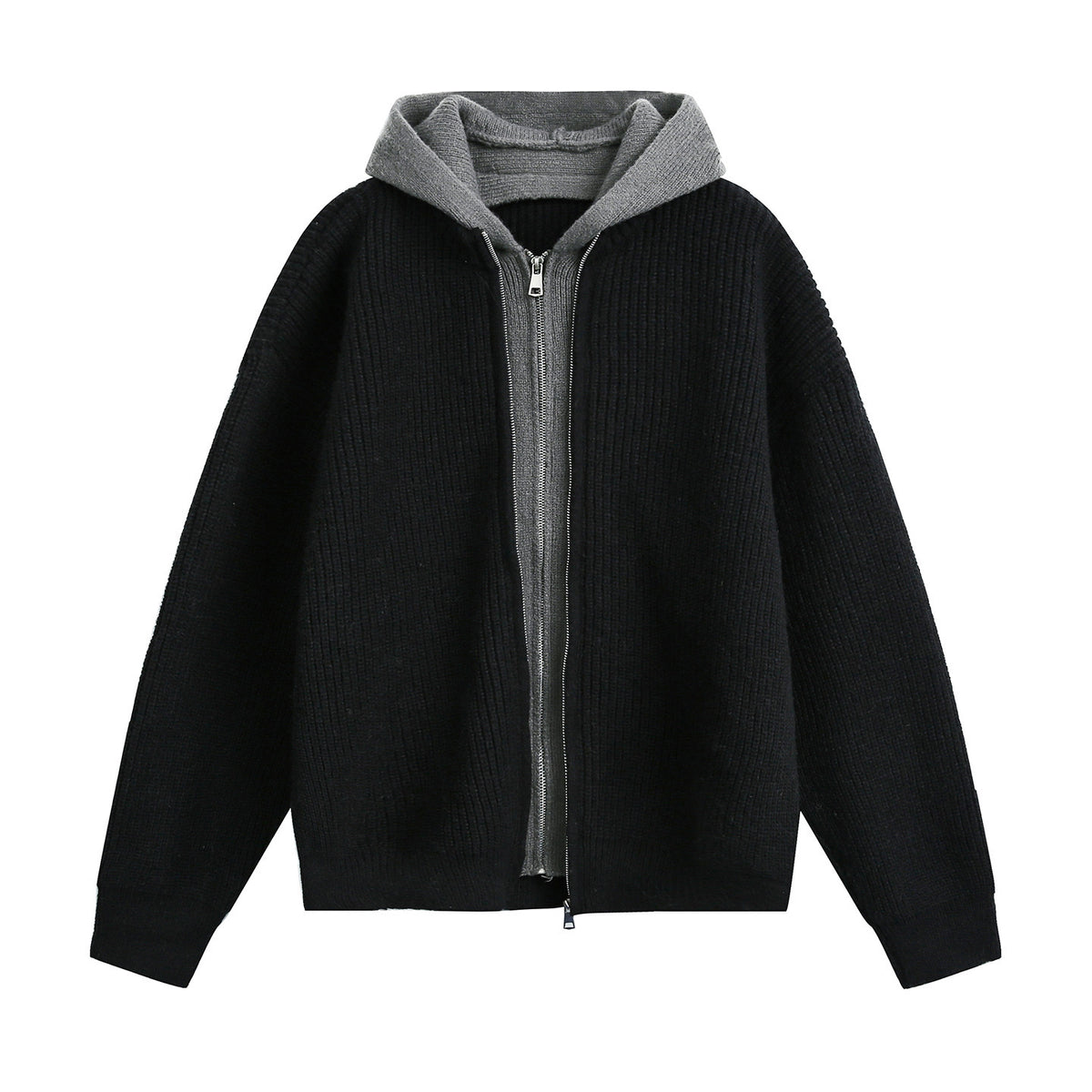 Cardigan hooded long sleeved hoodie for men | MuddyStock Originals Black