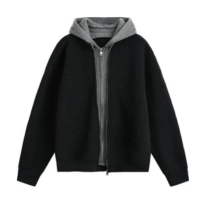 Cardigan hooded long sleeved hoodie for men | MuddyStock Originals Black
