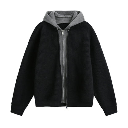 Cardigan hooded long sleeved hoodie for men | MuddyStock Originals Black