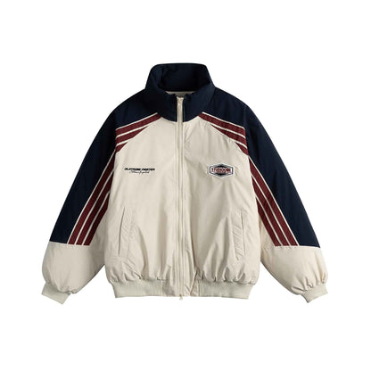 Tape Patchwork Cotton Jacket with Stand-up Collar For Men And Women | MuddyStock Originals Apricot MuddyStock