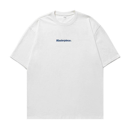 Letter printed loose round neck T-shirt | MuddyStock Originals White MuddyStock