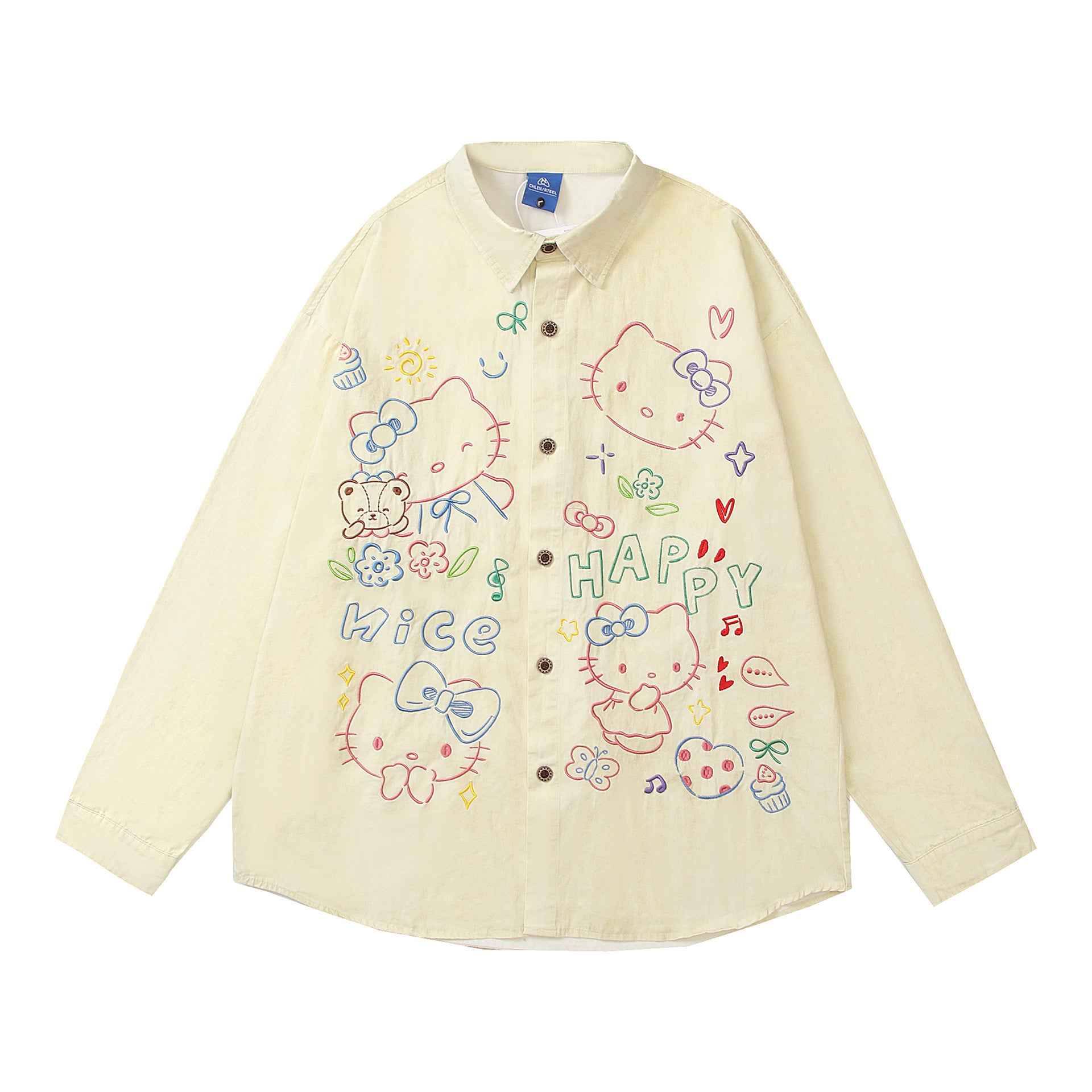 Cartoon Embroidery Long Sleeve Shirt for Women | MuddyStock Originals MuddyStock