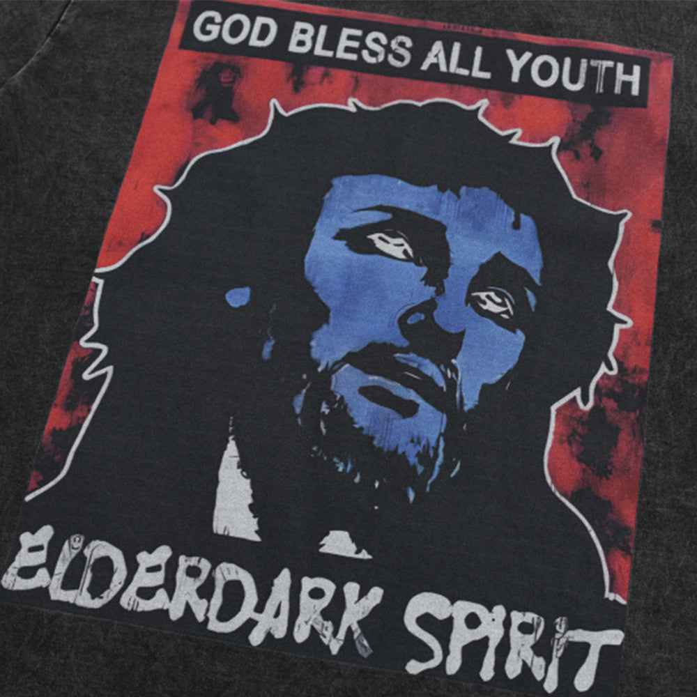 Character print distressed pure cotton short sleeved t-shirt for men | MuddyStock Originals