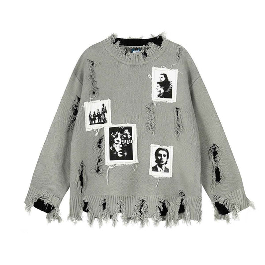 Knitted damaged tassel sweater for men and women | MuddyStock Originals MuddyStock