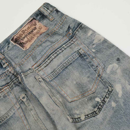 Make old splashed ink painted denim straight leg pants for men | MuddyStock Originals