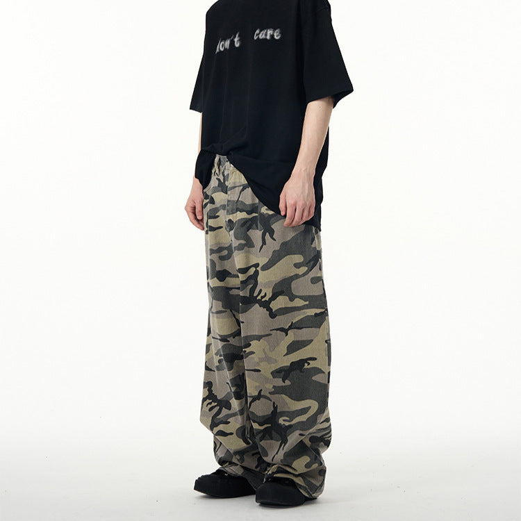 Retro camouflage workwear jeans