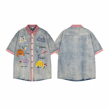 Retro Color Block Short Sleeve Shirt For Women | MuddyStock Originals eprolo