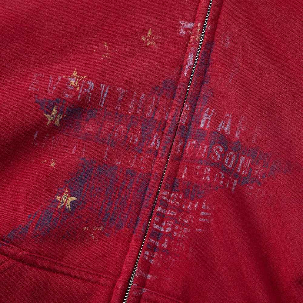 Five pointed star printed loose hoodie for men | MuddyStock Originals